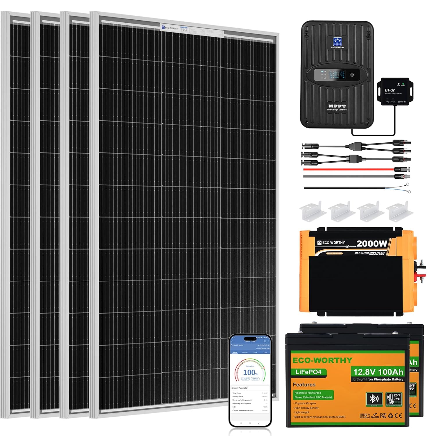 Rv Solar Kit 400W - Kit Panel Surya Lengkap 1.6KWH 400W